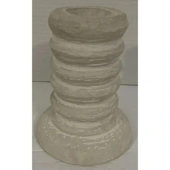 Stone Pillar Candle Holder 5.75”Candle Up To 1.5” Medium Beige Trend Candle Run - Picture 2 of 6